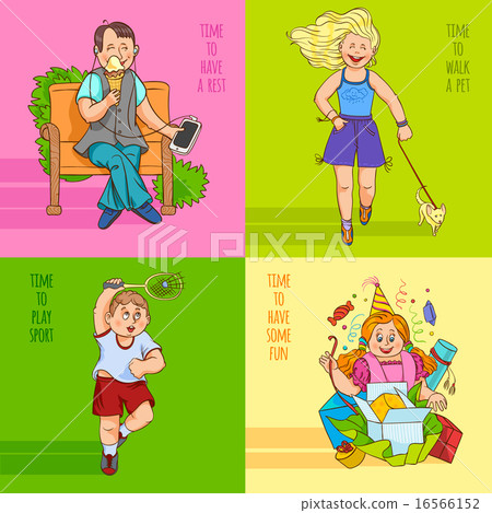 Family child 4 flat icons banner 16566152