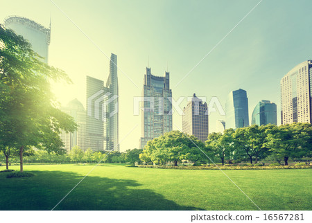 park in lujiazui financial center, Shanghai, China 16567281