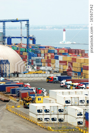 Container terminal in Odessa sea port,Ukraine Container terminal in Odessa sea port,Ukraine 16567342