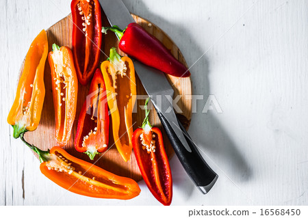 Colorful peppers on rustic background 16568450