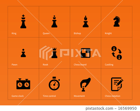 Chess Figures icons on orange background. 16569950