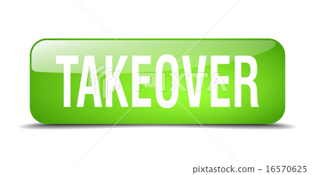 takeover green square 3d realistic isolated button 16570625