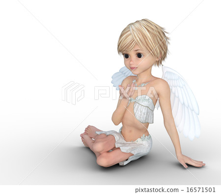 可愛的天使變形perming3DCG插圖素材 16571501