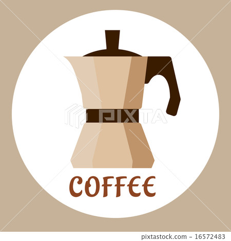 Flat beige coffee maker icon 16572483