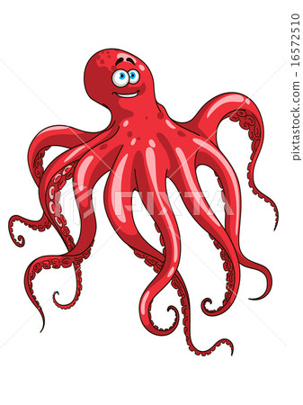Red octopus animal cartoon character 16572510