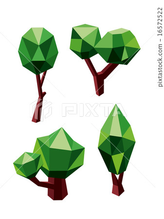 Trees icons composed by green and brown polygons Trees icons composed by green and brown polygons 16572522