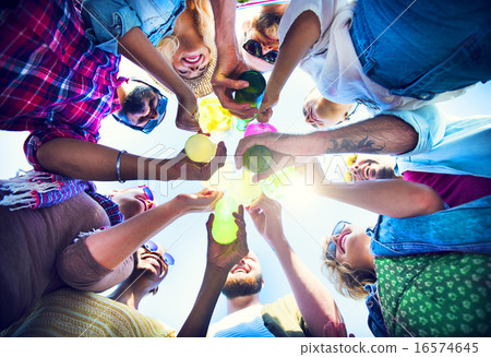 Celebration Champagne Looking Down Friends Concept 16574645