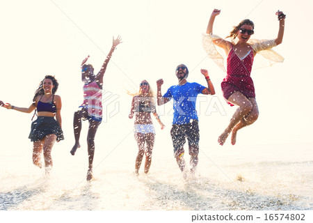 Diverse Beach Summer Friends Fun Running Concept Diverse Beach Summer Friends Fun Running Concept 16574802