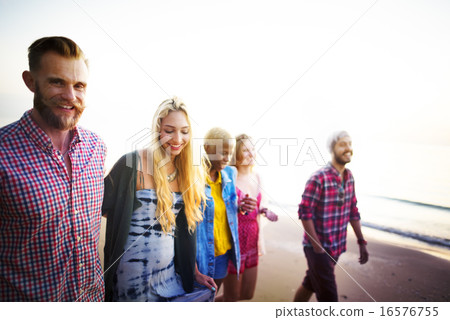 Diverse Beach Summer Friends Fun Bonding Concept Diverse Beach Summer Friends Fun Bonding Concept 16576755