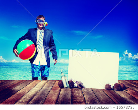 Businessman Business Travel Summer Beach Vacation Concept 16578753