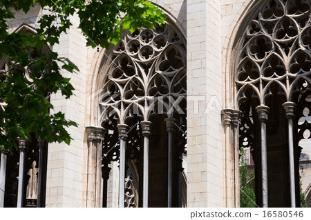 gothic windows of Bishop Palace. Vic 16580546