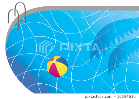 A poolside greeting card with a beach ball postcard 16584636