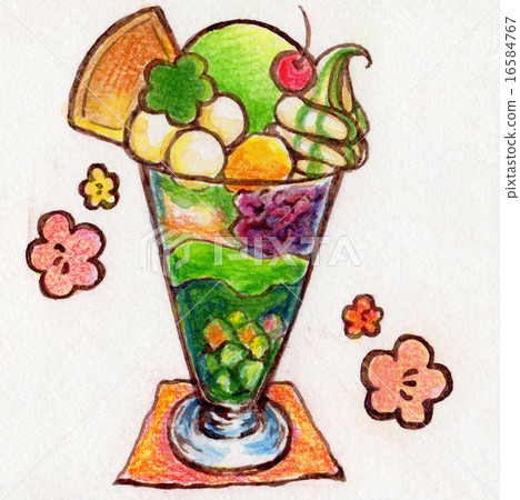 Matcha parfait hand painted illustration 16584767