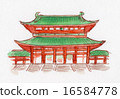 Kyoto Heian Jingu shrine illustration 16584778