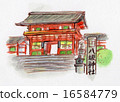 Kyoto Yasaka Shrine hand-painted illustration 16584779