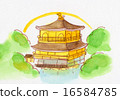Kyoto Kinkakuji hand-painted illustration 16584785