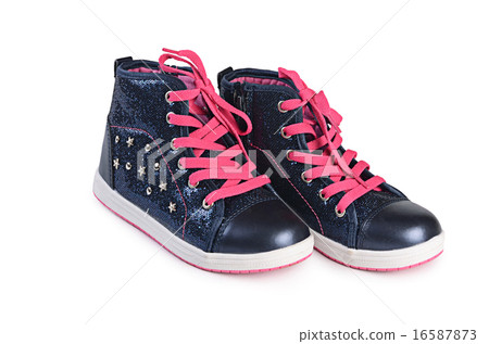 Children's stylish sneakers isolated on white Children's stylish sneakers isolated on white 16587873