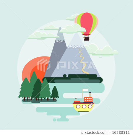 Flat design nature landscape colorful illustration Flat design nature landscape colorful illustration 16588511