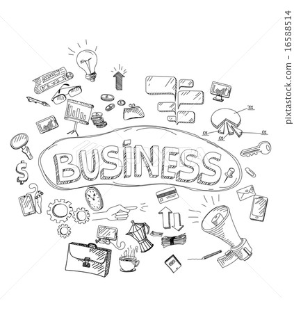 Set doodle icons for business 16588514