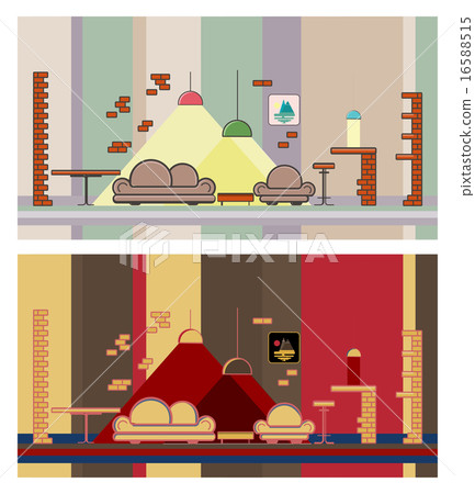 Set restaurant colorful interior, design elements Set restaurant colorful interior, design elements 16588515