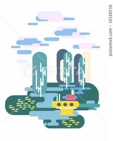 Trendy flat summer nature landscape illustration 16588516