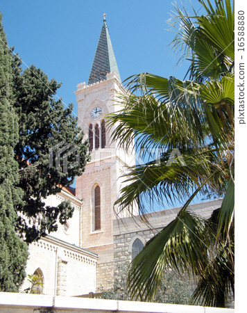 Jaffa Franciscan Church tower with clock 2011 16588880
