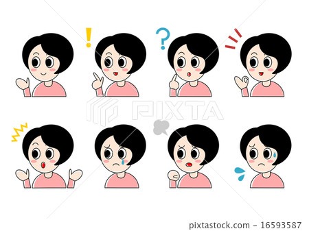 Female facial expression illustration set Female facial expression illustration set 16593587