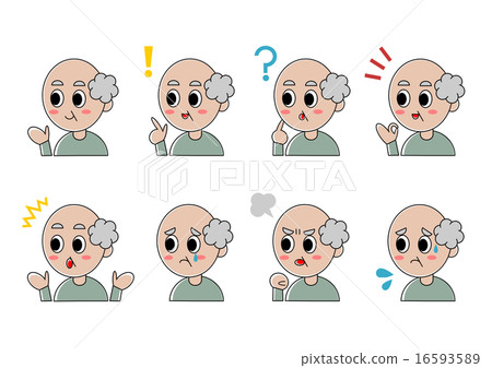 Senior man expression facial illustration set Senior man expression facial illustration set 16593589