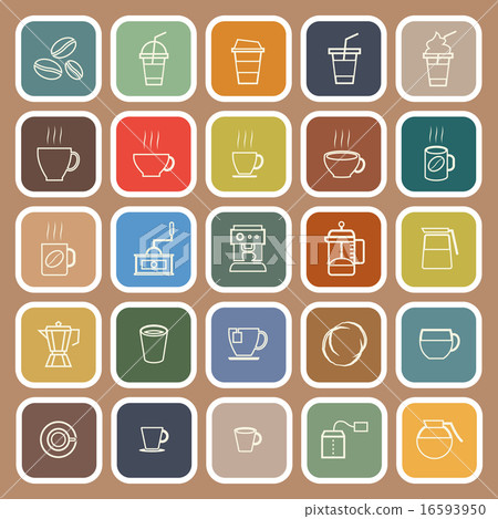 Coffee line flat icons on brown background Coffee line flat icons on brown background 16593950