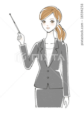 Female illustration in suits (pointing rod) 16594258
