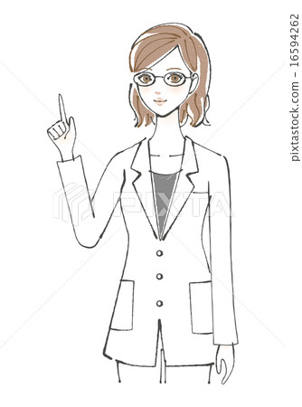 Female illustration wearing white coat (pointed) Female illustration wearing white coat (pointed) 16594262