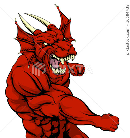 Red dragon mascot fighting 16594438