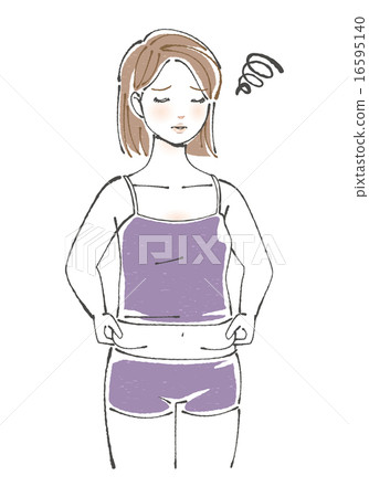 Female illustration 2 grabbing stomach meat 2 16595140