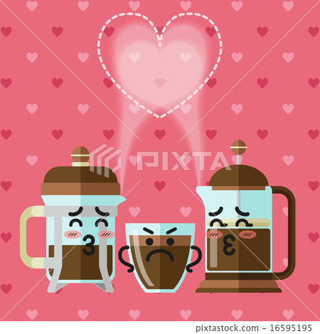 loving couple of French press coffee maker loving couple of French press coffee maker 16595195