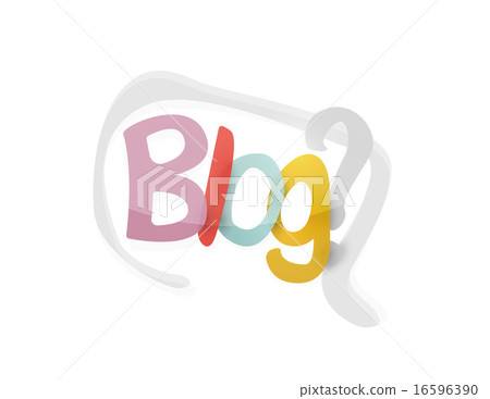 Blog word, drawn lettering typographic element 16596390