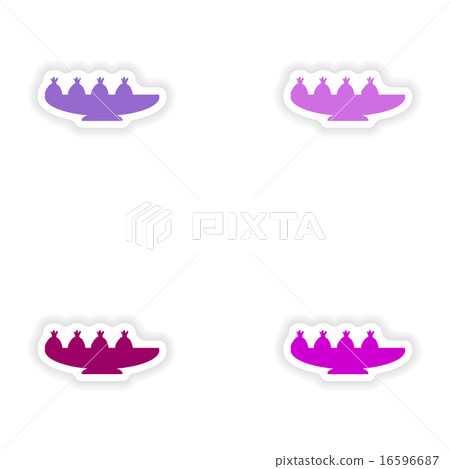assembly realistic sticker design on paper Japanese dumplings assembly realistic sticker design on paper Japanese dumplings 16596687