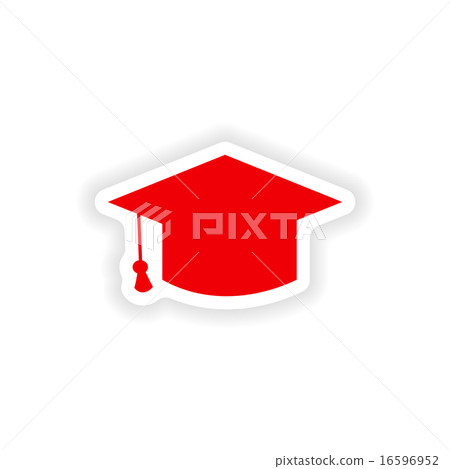 icon sticker realistic design on paper Master's cap icon sticker realistic design on paper Master's cap 16596952