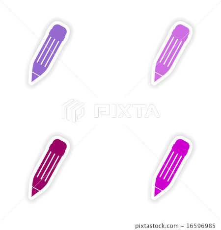 assembly realistic sticker design on paper pencil 16596985