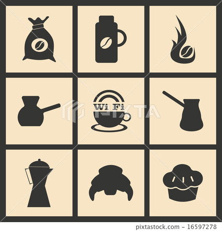 Flat in black and white concept mobile application coffee break 16597278