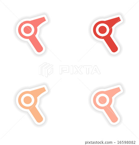 assembly realistic sticker design on paper hairdryer 16598082