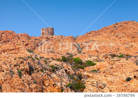 Old Genoese tower on Capo Rosso, Corsica 16598799
