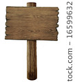 blank old wood road sign isolated  16599632