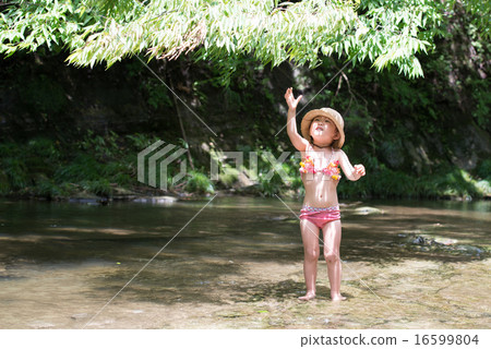Girls playing on the river Girls playing on the river 16599804