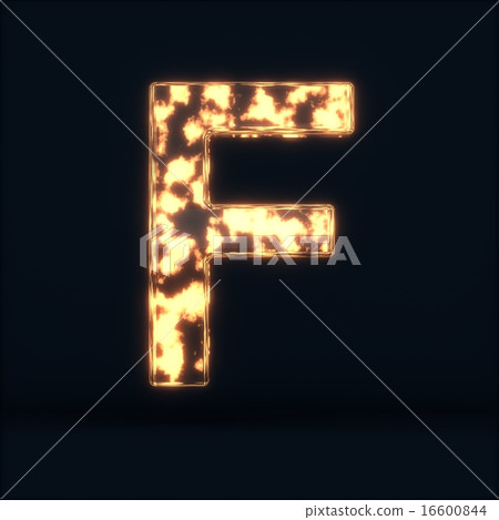 Glass glowing fire letter F symbol Glass glowing fire letter F symbol 16600844
