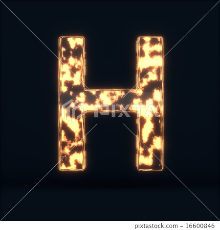 Glass glowing fire letter H symbol 16600846