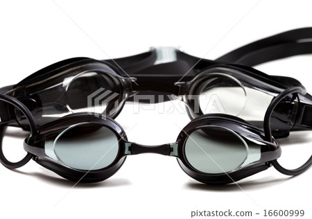 Two black goggles for swimming on white background 16600999