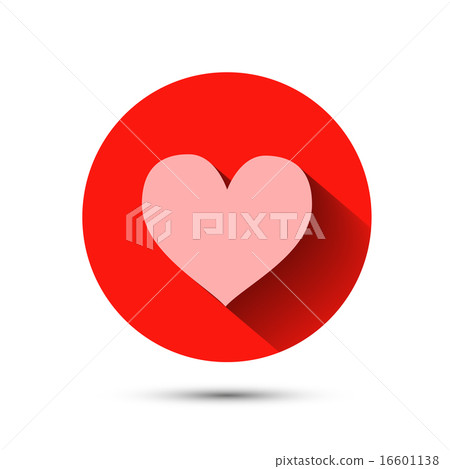 Pink heart icon on red background with shadow - Stock Illustration ...