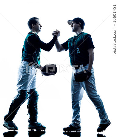 Men baseball players silhouette isolated 16601451