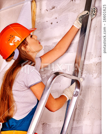 Woman in builder uniform. Woman in builder uniform. 16601625