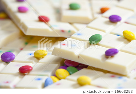 still life of white chocolate with smarties still life of white chocolate with smarties 16608298